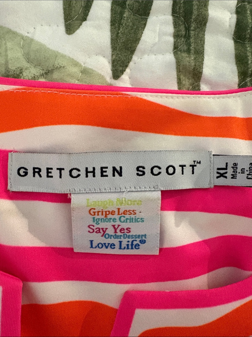Gretchen Scott Split-Neck Tunic in Hot Pink & Orange XL - Picture 4 of 7